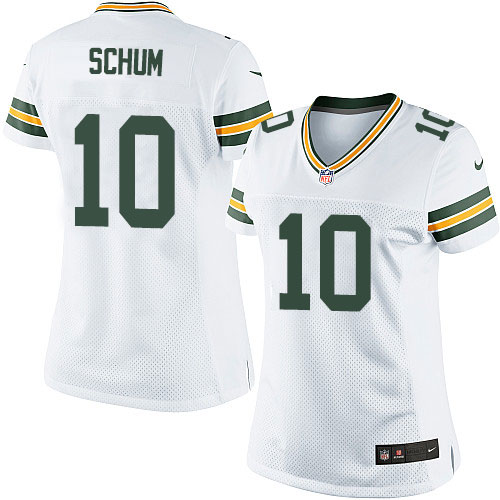 Women's Limited Jacob Schum Nike Jersey White Road - #10 NFL Green Bay Packers